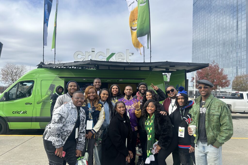 Cricket Wireless HBCU Campus Ambassadors interacting with fans at the Cricket Fan Zone